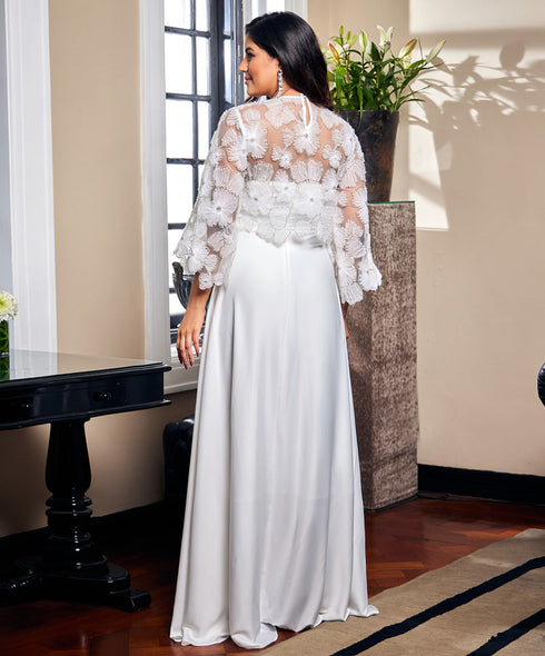 White Satin Dress (Mesh Top Excluded)